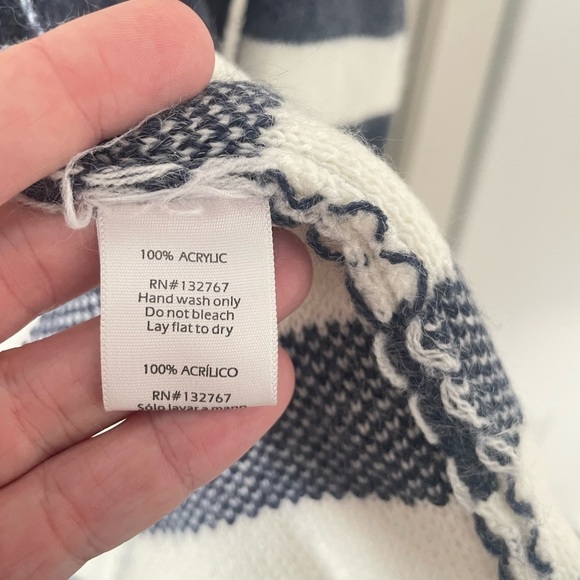 Italian Long Cardigan Sweater NAVY & WHITE STRIPE size L NWOT - Picture 4 of 5